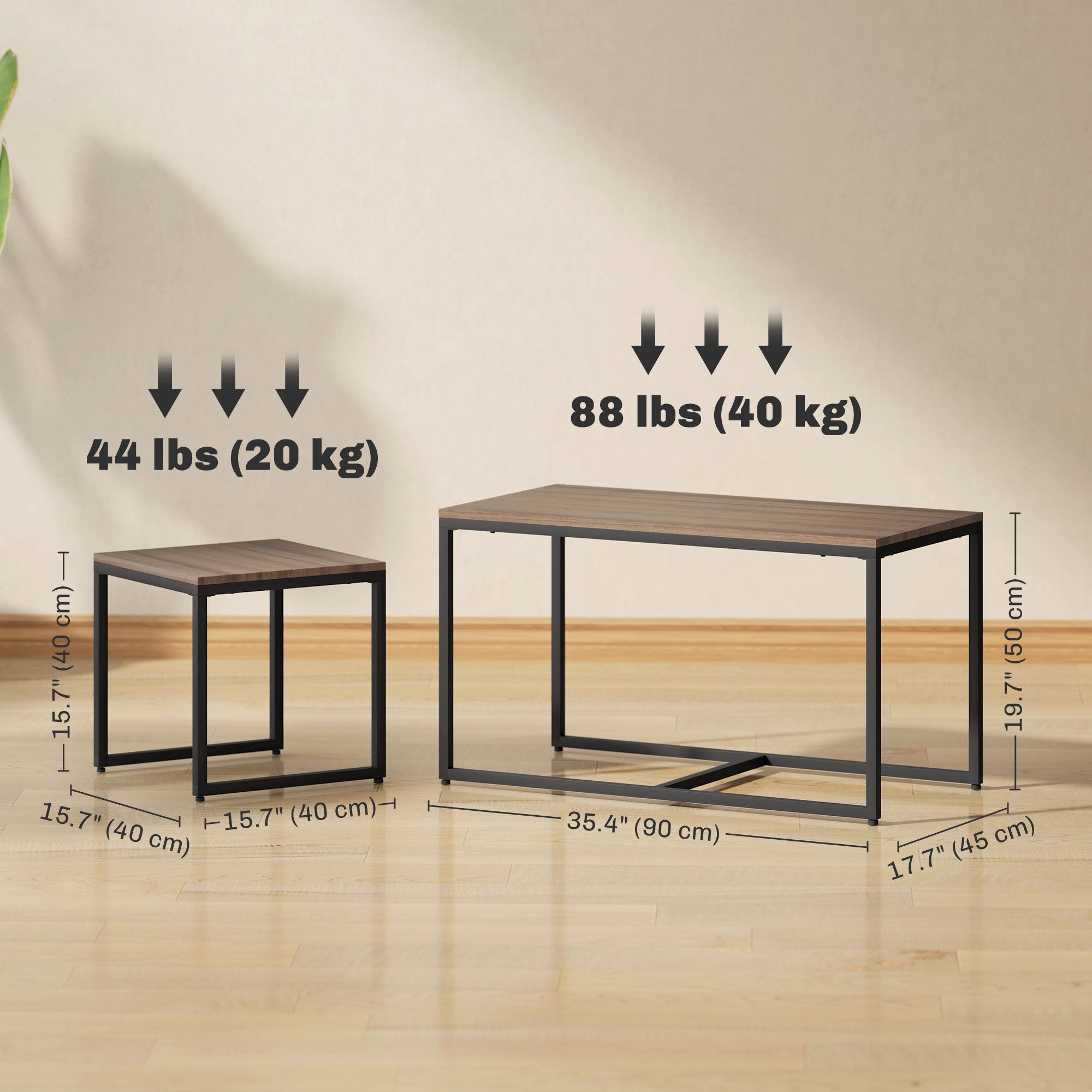 Nesting Coffee Table Set of 3 - Brown Wood Grain Modern MDF-Home Furnishings > Living Room Furniture > Coffee Tables-DECOROLALA