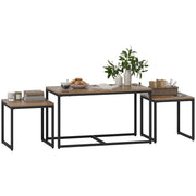 Nesting Coffee Table Set of 3 - Brown Wood Grain Modern MDF-Home Furnishings > Living Room Furniture > Coffee Tables-DECOROLALA