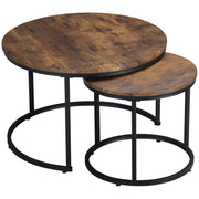 Nesting Coffee Tables Set of 2 - 29" Round Rustic Brown-Home Furnishings > Living Room Furniture > Coffee Tables-DECOROLALA