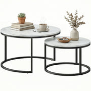 Nesting Coffee Tables Set of 2 - White Marble Effect-Home Furnishings > Living Room Furniture > Coffee Tables-DECOROLALA
