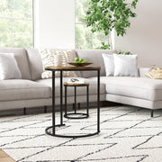 Nesting Coffee Tables Set of 3 - Rustic Brown Round Side Tables-End & Side Tables-DECOROLALA