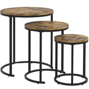 Nesting Coffee Tables Set of 3 - Rustic Brown Round Side Tables-Home Furnishings > Living Room Furniture > Side¬†Tables-DECOROLALA