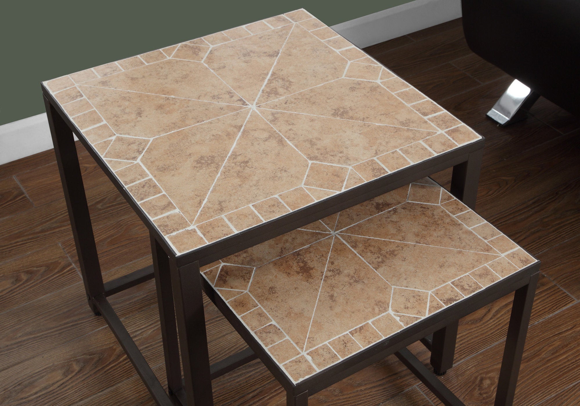 Nesting Table Set 2-Piece Terracotta Tile Top-Accent Table-DECOROLALA