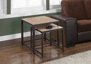 Nesting Table Set 2-Piece Terracotta Tile Top-Accent Table-DECOROLALA