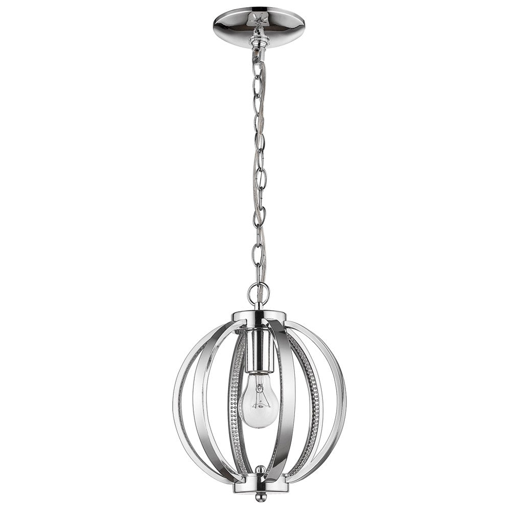 Nevaeh 1-Light Chrome Globe Pendant With Crystal Accents-Pendants-Hanging Lights-DECOROLALA