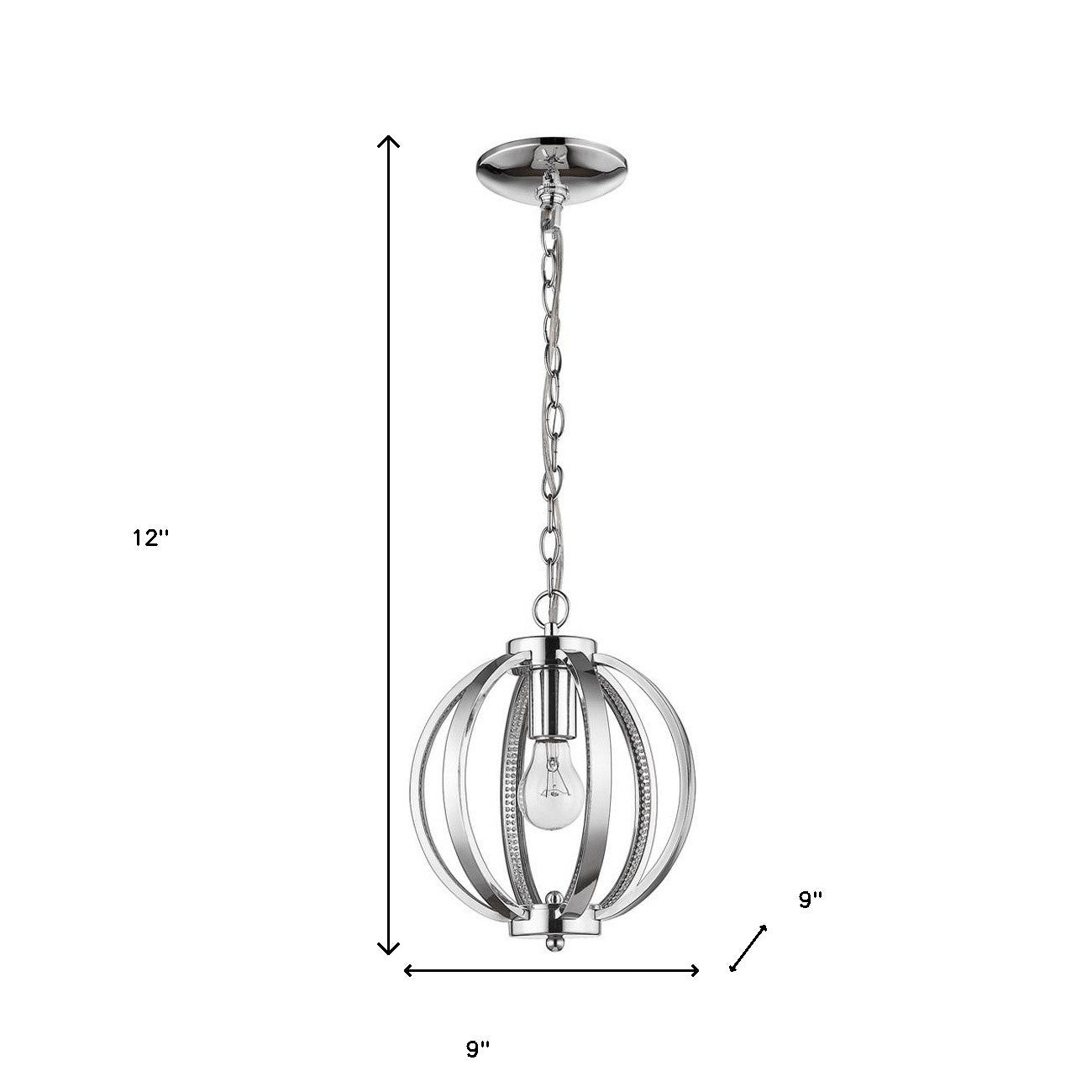 Nevaeh 1-Light Chrome Globe Pendant With Crystal Accents-Pendants-Hanging Lights-DECOROLALA