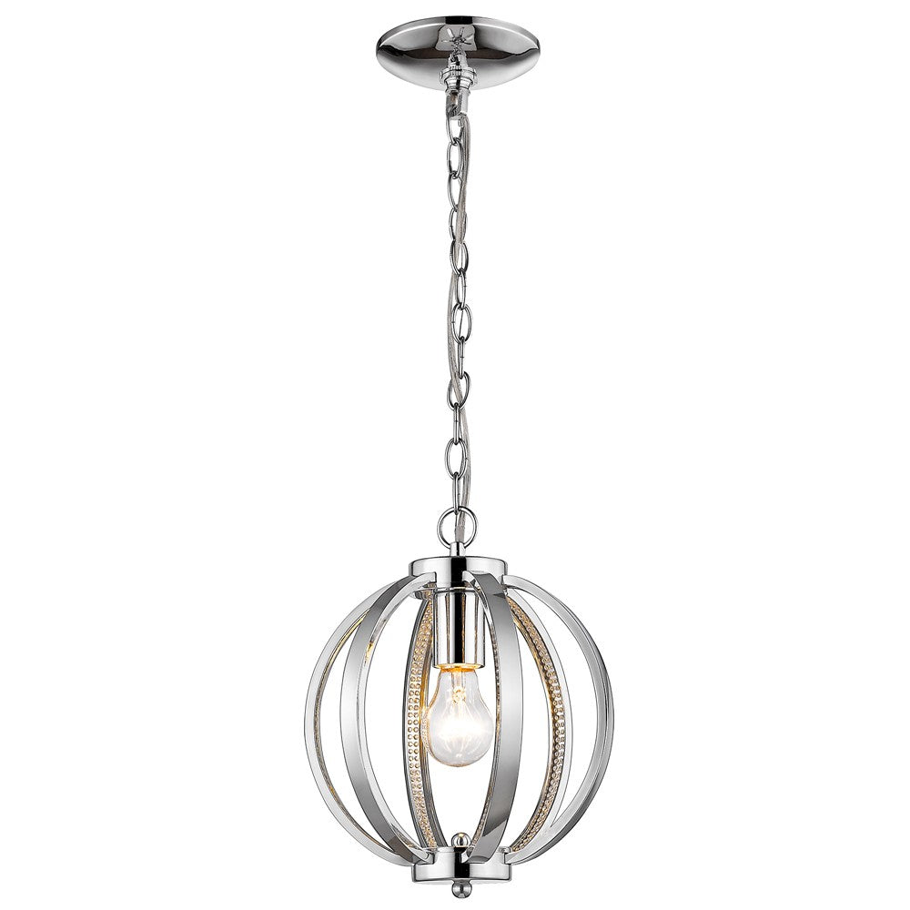 Nevaeh 1-Light Chrome Globe Pendant With Crystal Accents-Pendants-Hanging Lights-DECOROLALA