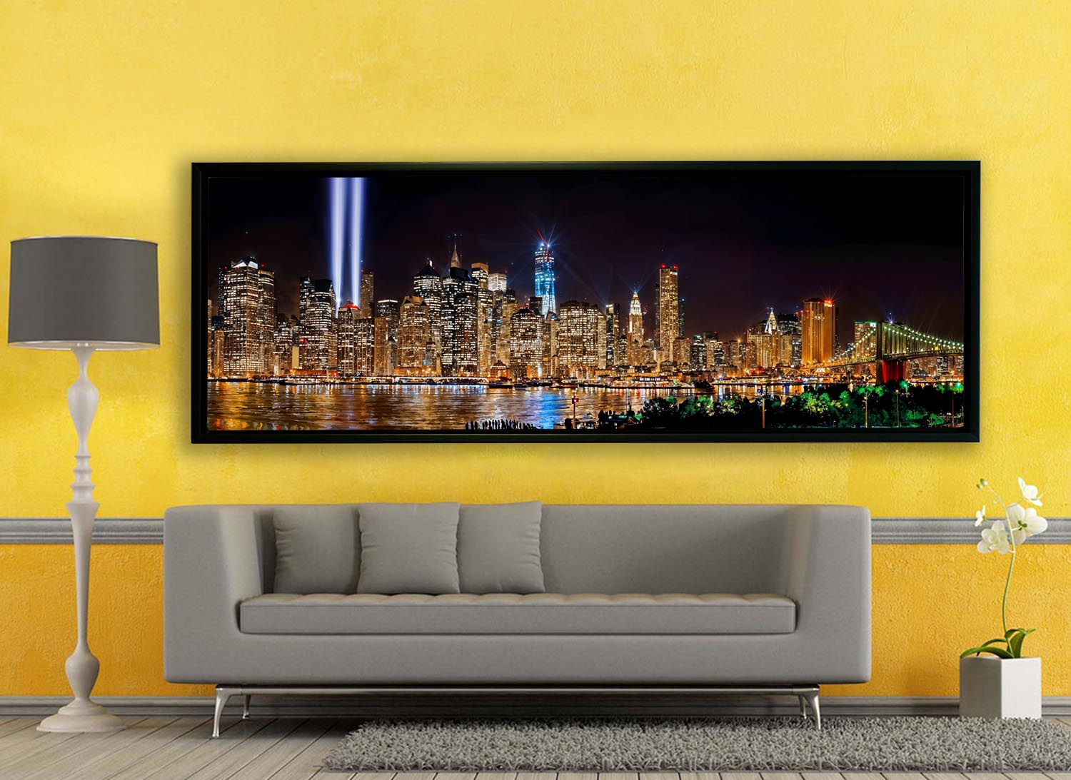 New York 9/11 Tribute Light-City skyline-Large Canvas Wall art-Wall Art-DECOROLALA