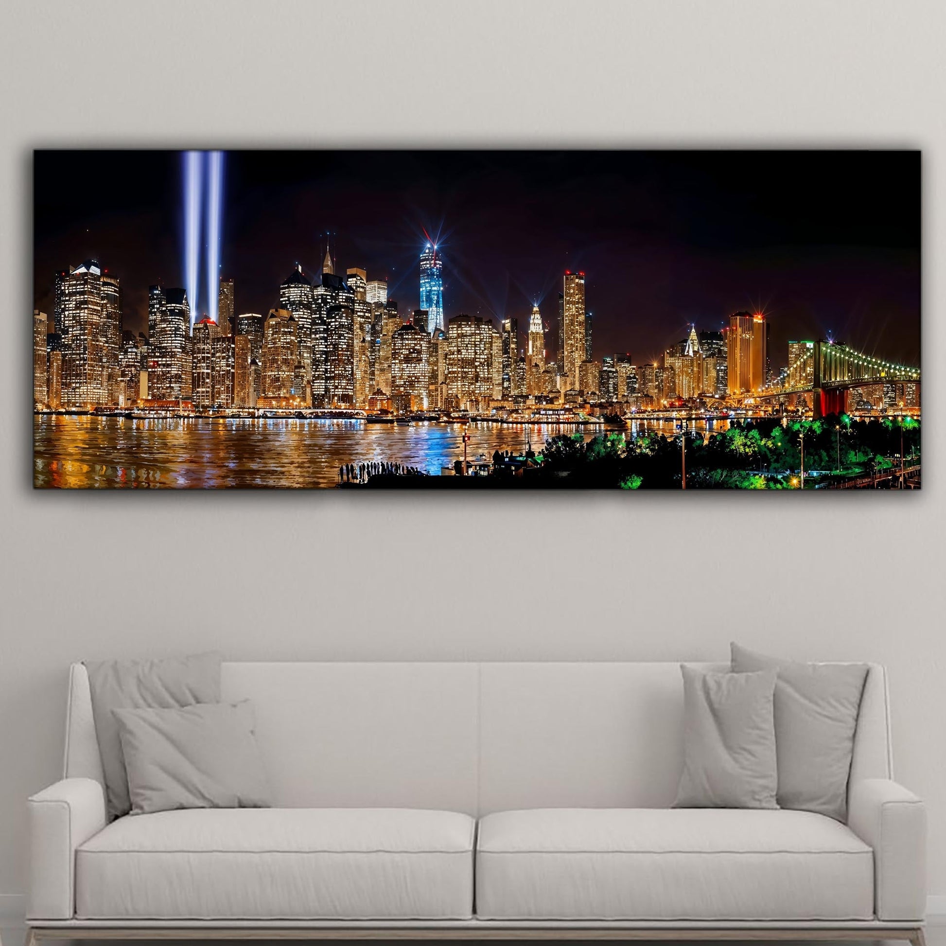 New York 9/11 Tribute Light-City skyline-Large Canvas Wall art-Wall Art-DECOROLALA