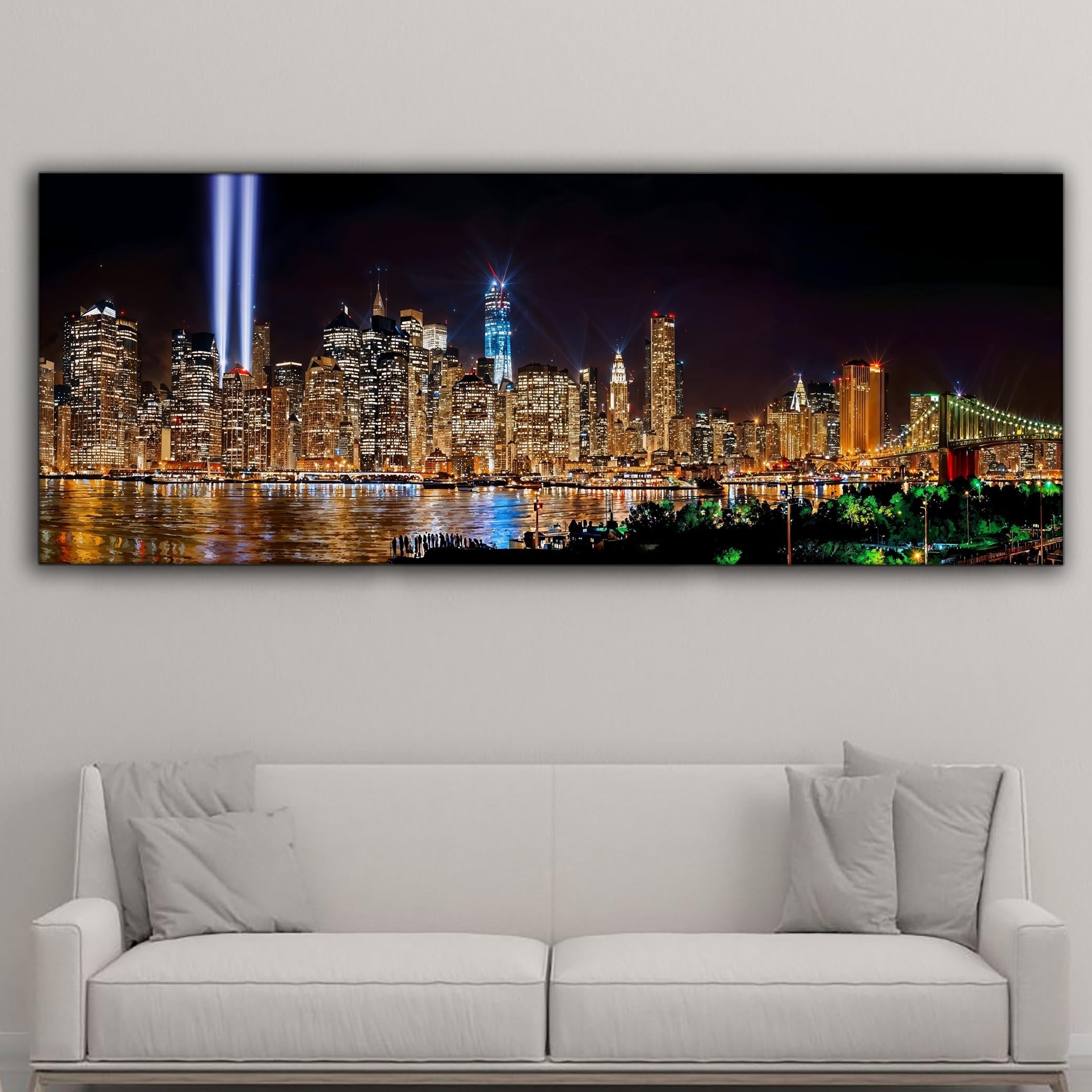 New York 9/11 Tribute Light-City skyline-Large Canvas Wall art-Wall Art-DECOROLALA