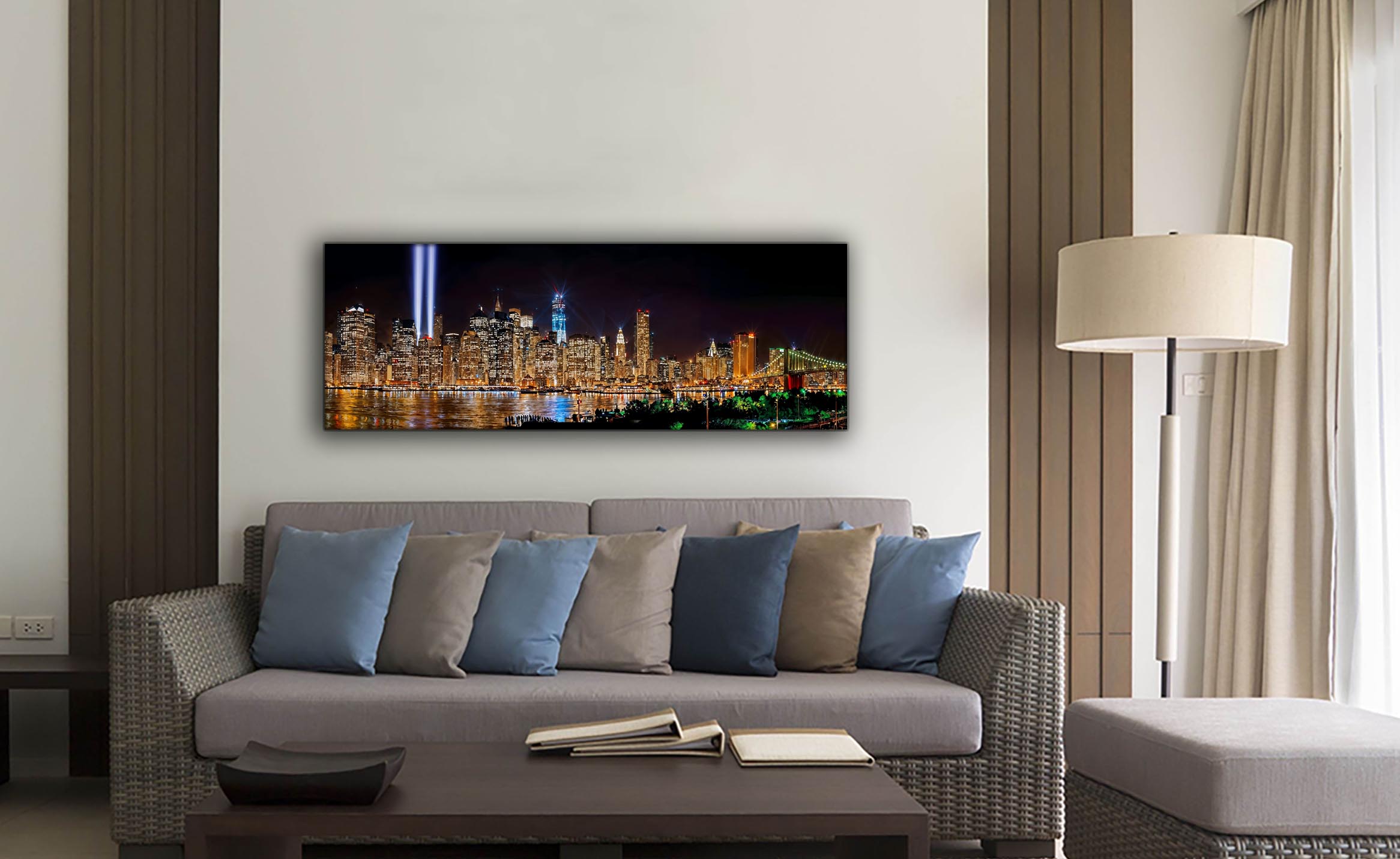 New York 9/11 Tribute Light-City skyline-Large Canvas Wall art-Wall Art-DECOROLALA