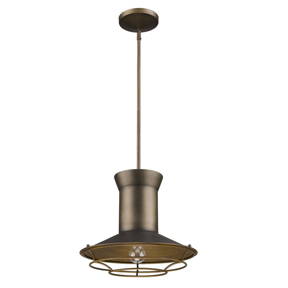 Newport 1-Light Tin Coated Pendant With Raw Brass Interior Shade And Louver-Pendants-Hanging Lights-DECOROLALA