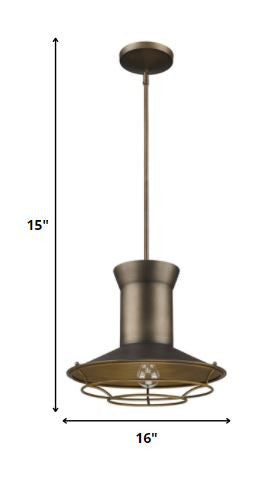 Newport 1-Light Tin Coated Pendant With Raw Brass Interior Shade And Louver-Pendants-Hanging Lights-DECOROLALA