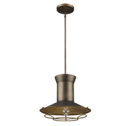 Newport 1-Light Tin Coated Pendant With Raw Brass Interior Shade And Louver-Pendants-Hanging Lights-DECOROLALA