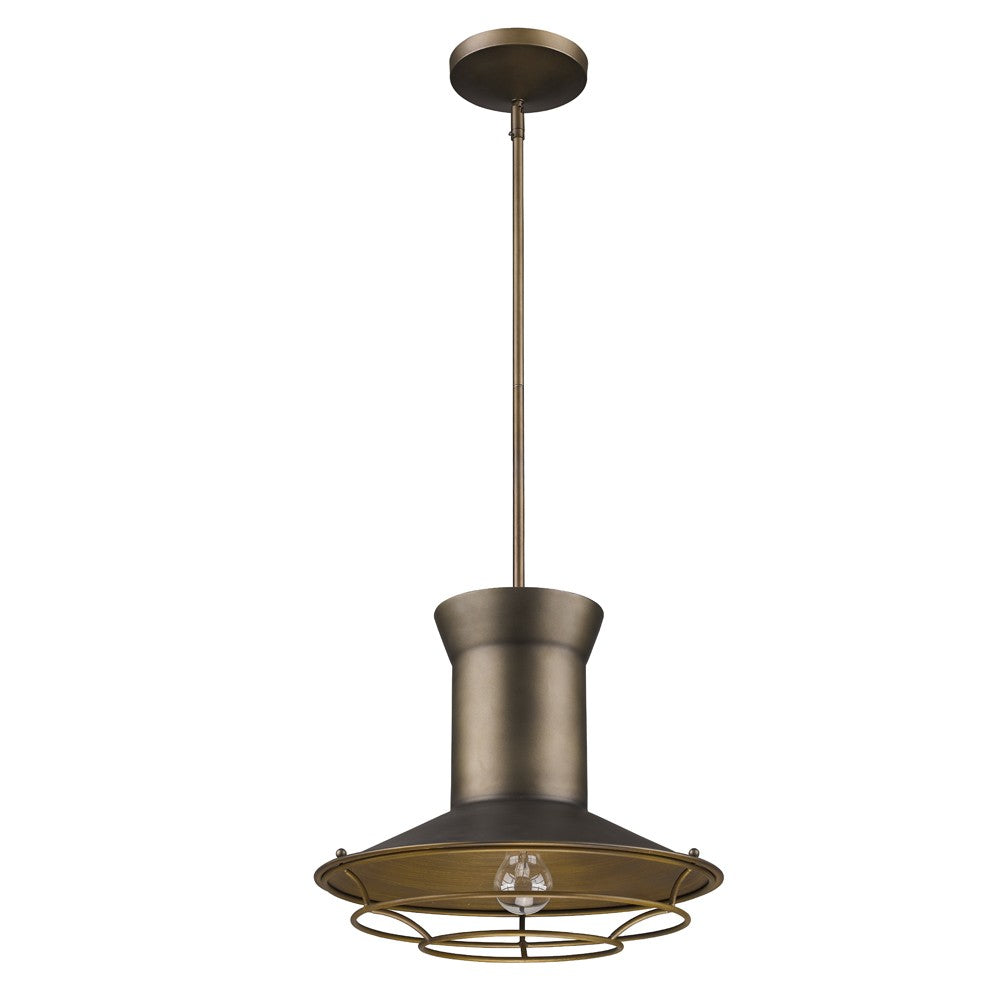 Newport 1-Light Tin Coated Pendant With Raw Brass Interior Shade And Louver-Pendants-Hanging Lights-DECOROLALA