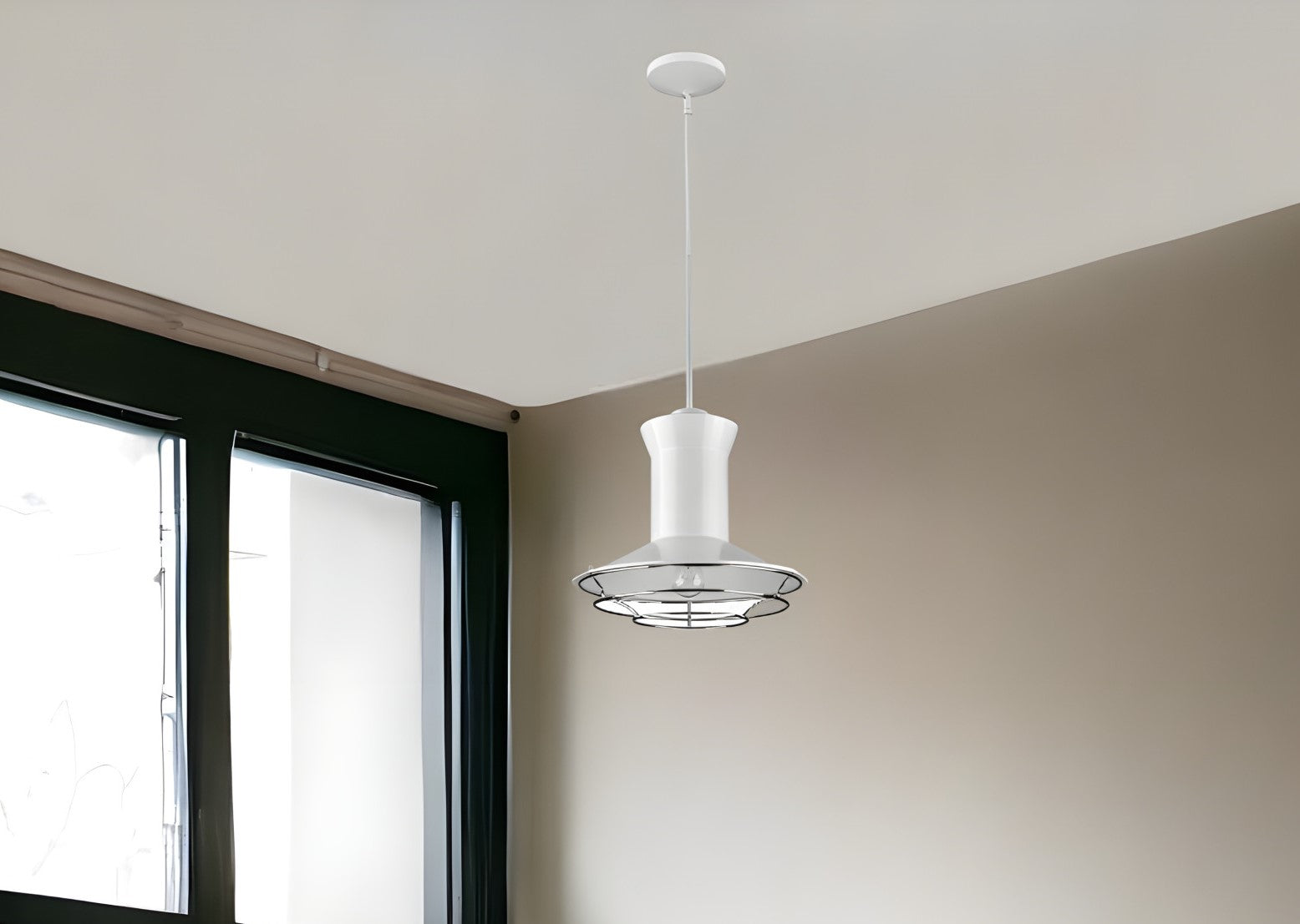 Newport 1-Light White Pendant With Polished Nickel Louver-Pendants-Hanging Lights-DECOROLALA