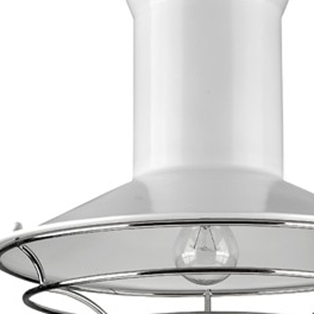 Newport 1-Light White Pendant With Polished Nickel Louver-Pendants-Hanging Lights-DECOROLALA