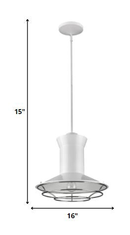Newport 1-Light White Pendant With Polished Nickel Louver-Pendants-Hanging Lights-DECOROLALA