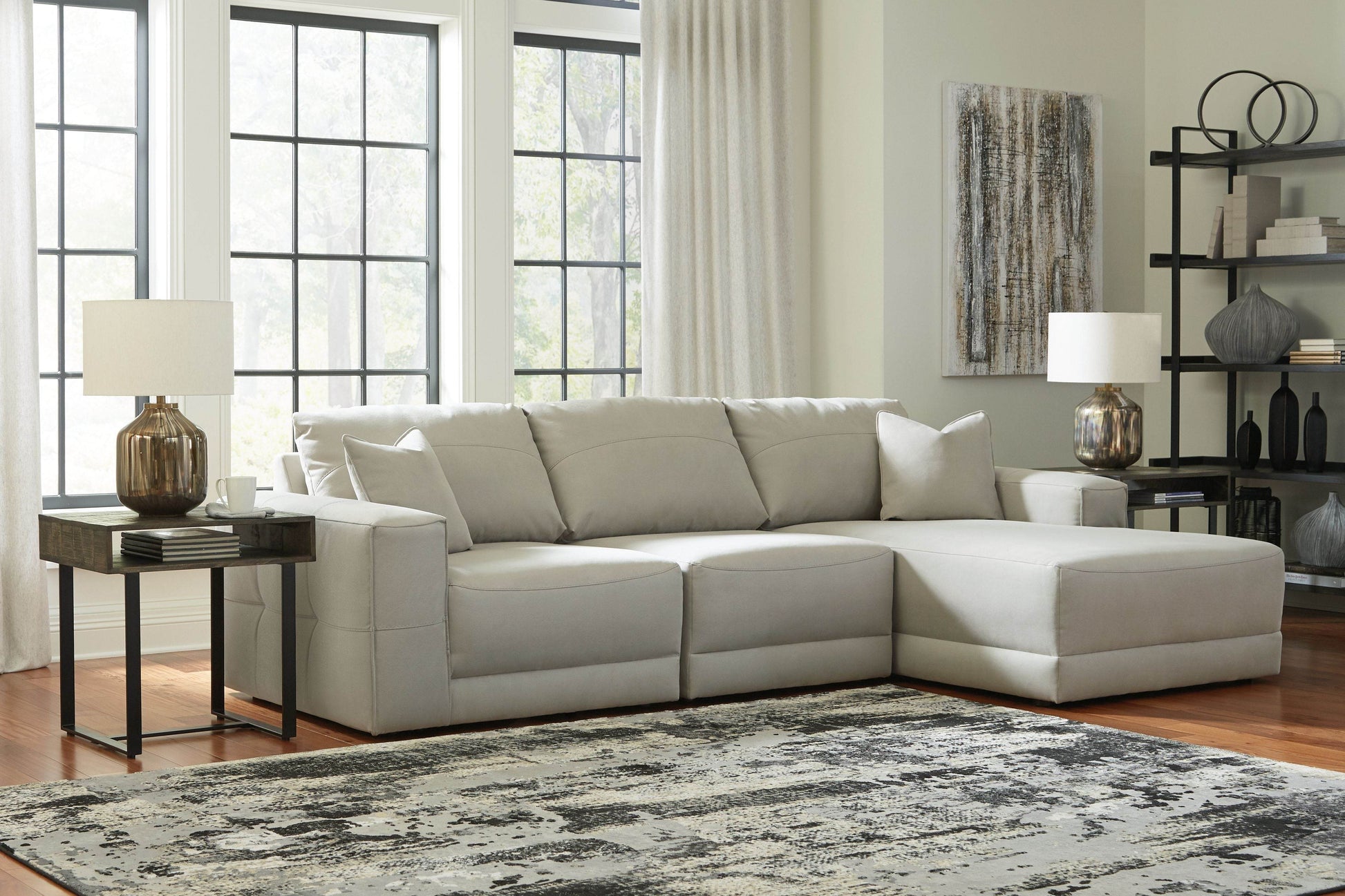 Next-Gen Gaucho 3-Pc Sectional - Gray Faux Leather-Stationary Sectionals-DECOROLALA