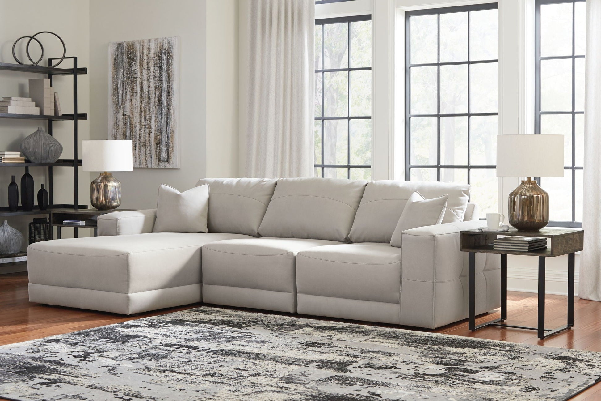 Next-Gen Gaucho 3-Pc Sectional - Gray Faux Leather-Stationary Sectionals-DECOROLALA