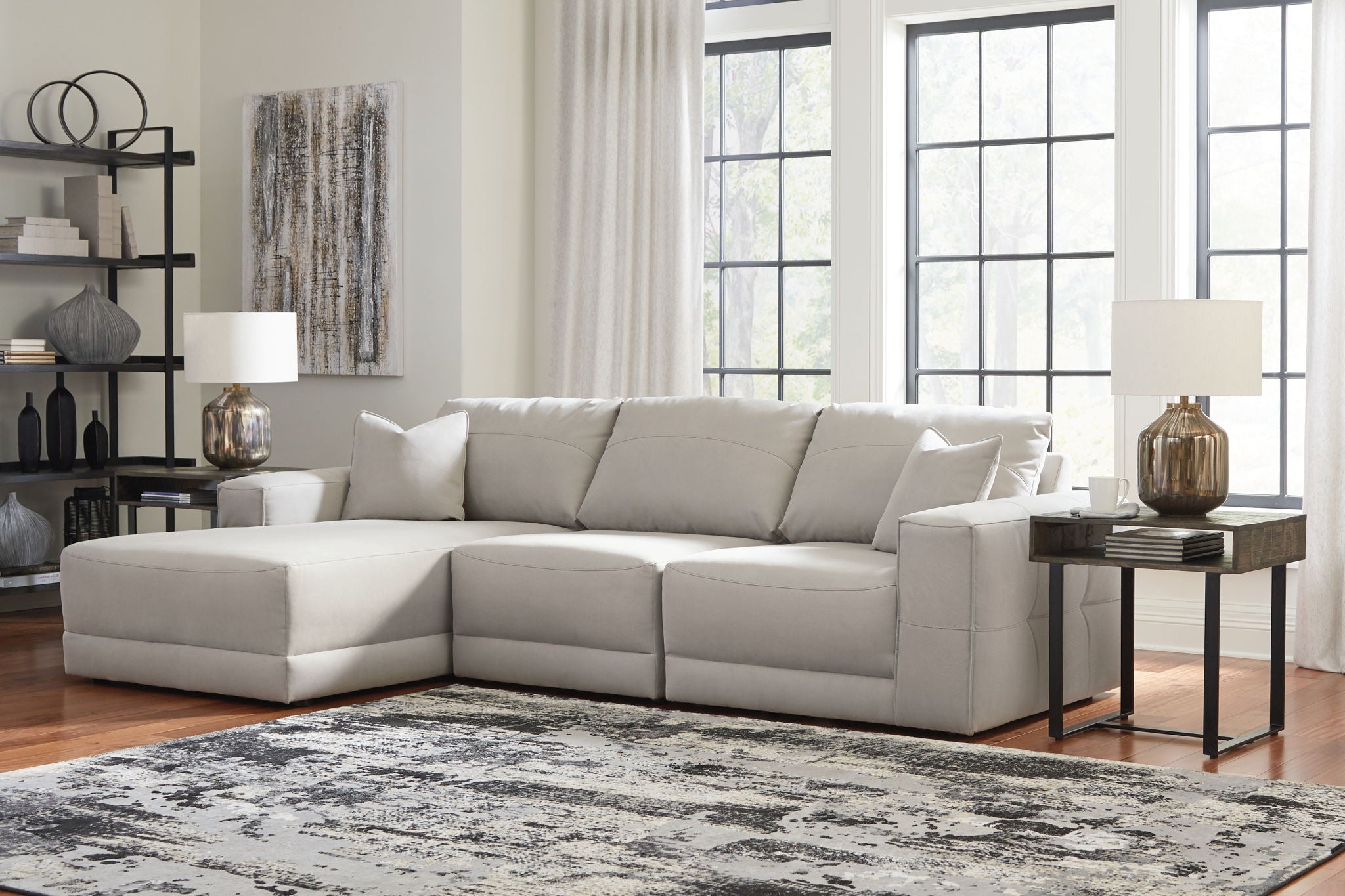Next-Gen Gaucho 3-Pc Sectional - Gray Faux Leather-Stationary Sectionals-DECOROLALA