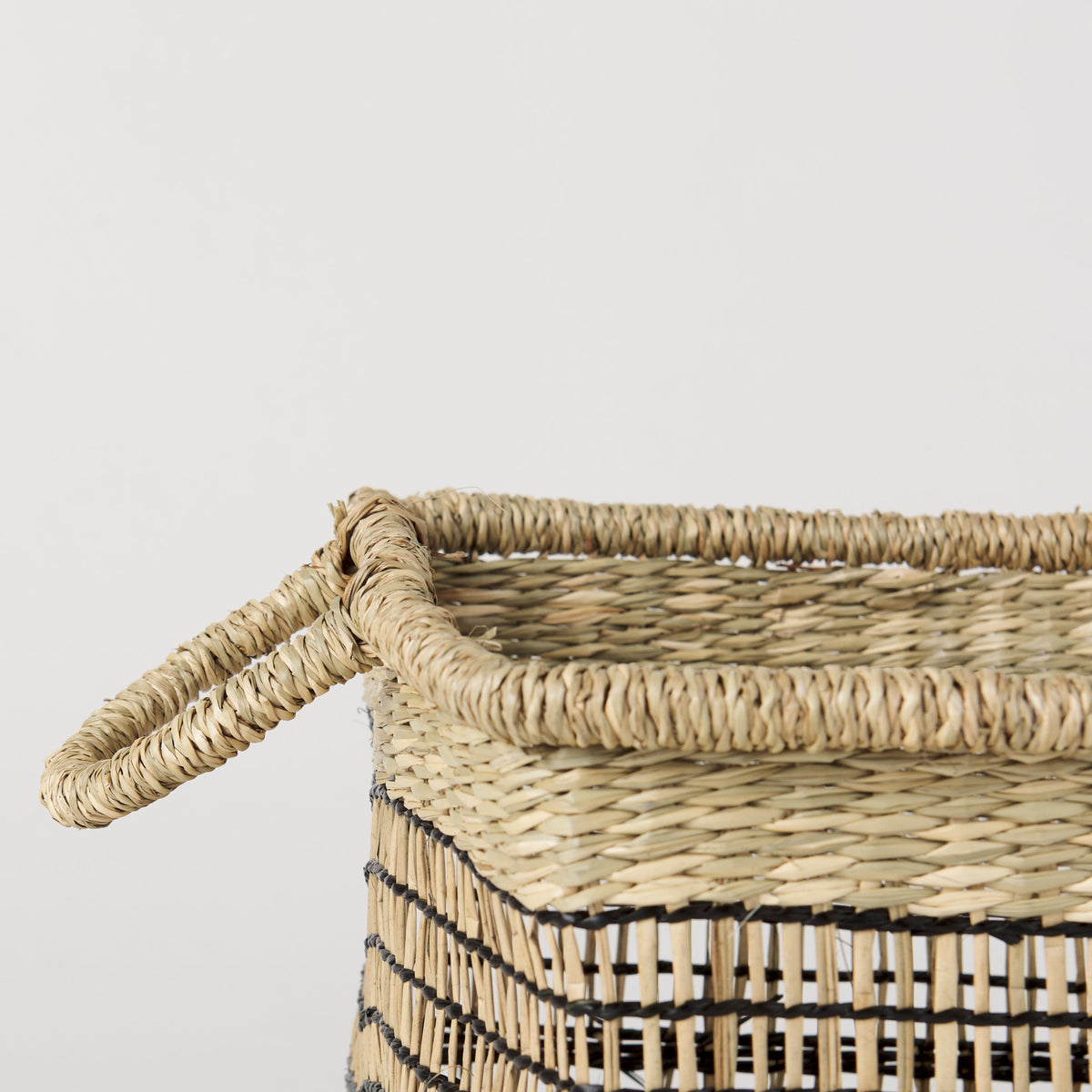 Nia Seagrass Rectangular Baskets with Handles - Set of 2 Light Brown-Decorative Baskets-DECOROLALA