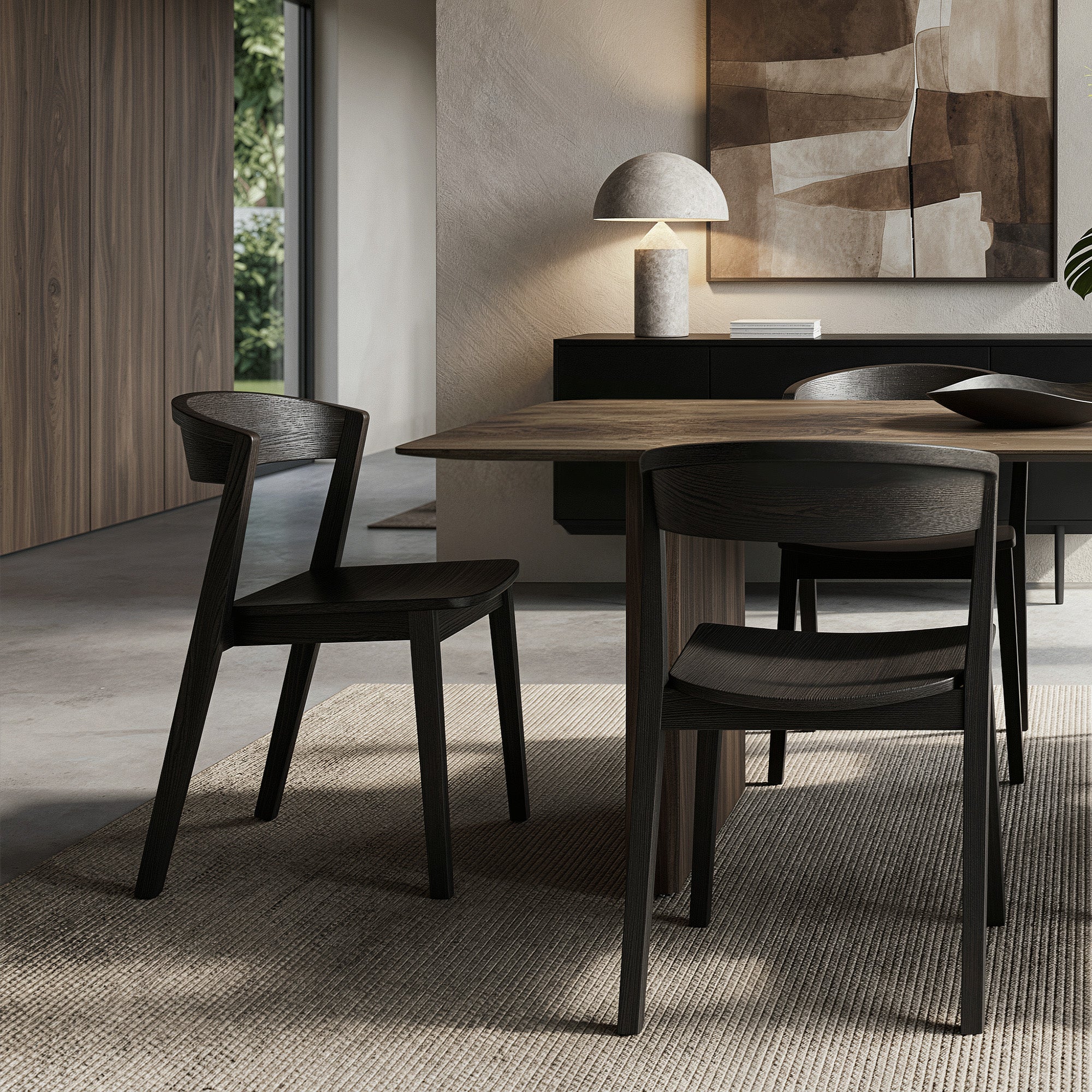 Nicco Mid-Century Modern Dining Chair - Mocha Ash Wood-DECOROLALA