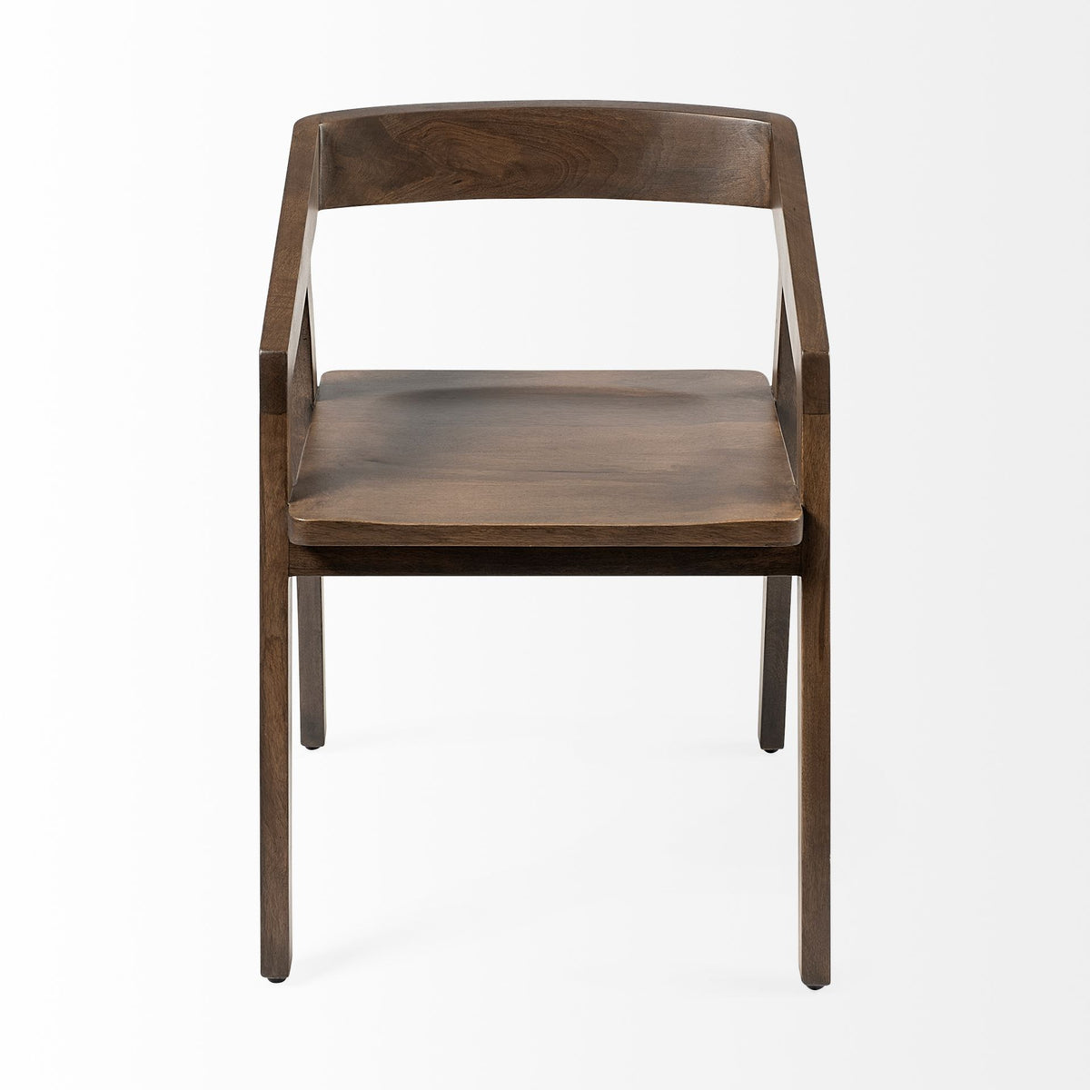 Nicholas Open Back Dining Arm Chair | Onyx Brown Wood-Dining Chairs-DECOROLALA