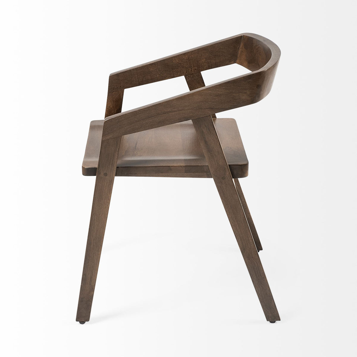 Nicholas Open Back Dining Arm Chair | Onyx Brown Wood-Dining Chairs-DECOROLALA