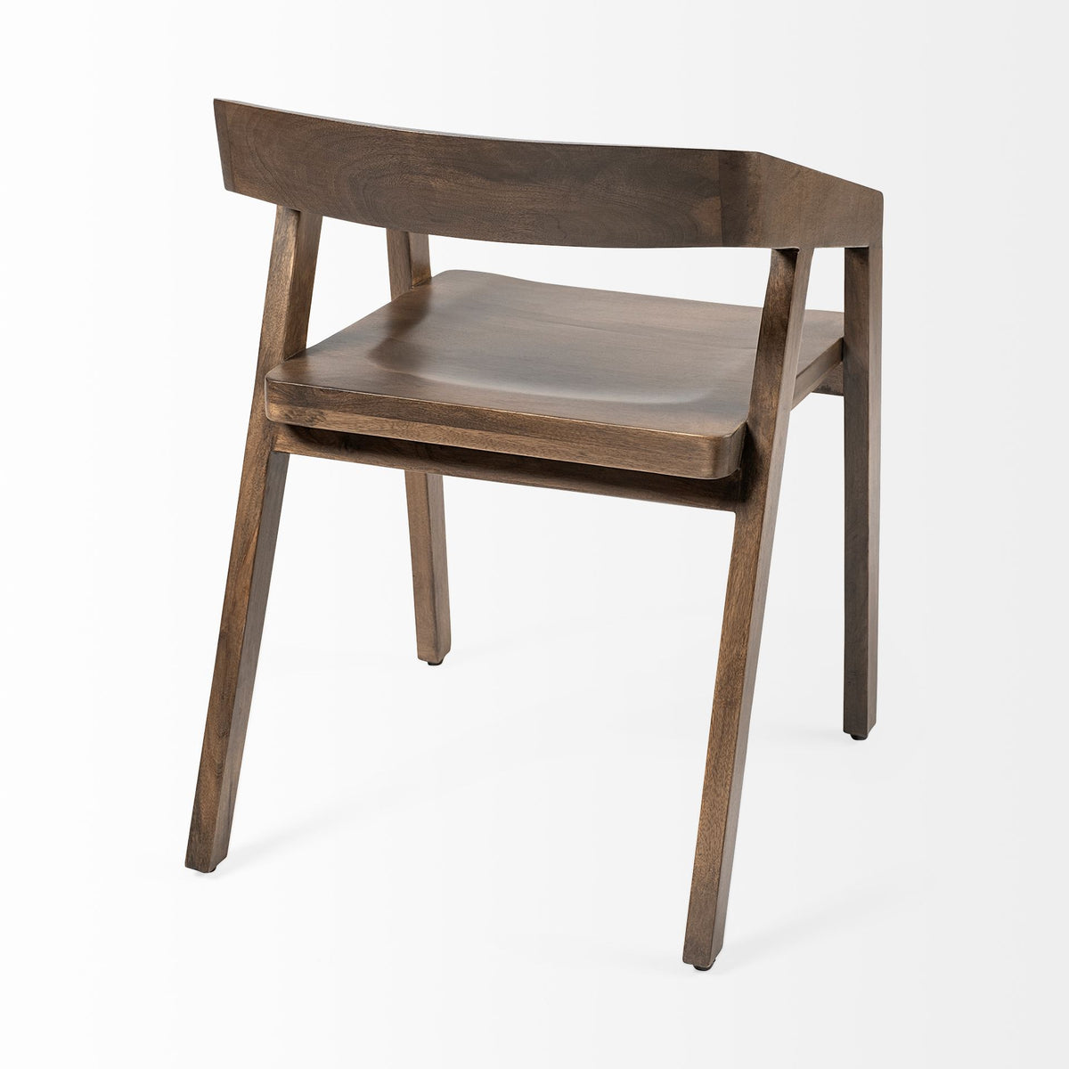 Nicholas Open Back Dining Arm Chair | Onyx Brown Wood-Dining Chairs-DECOROLALA