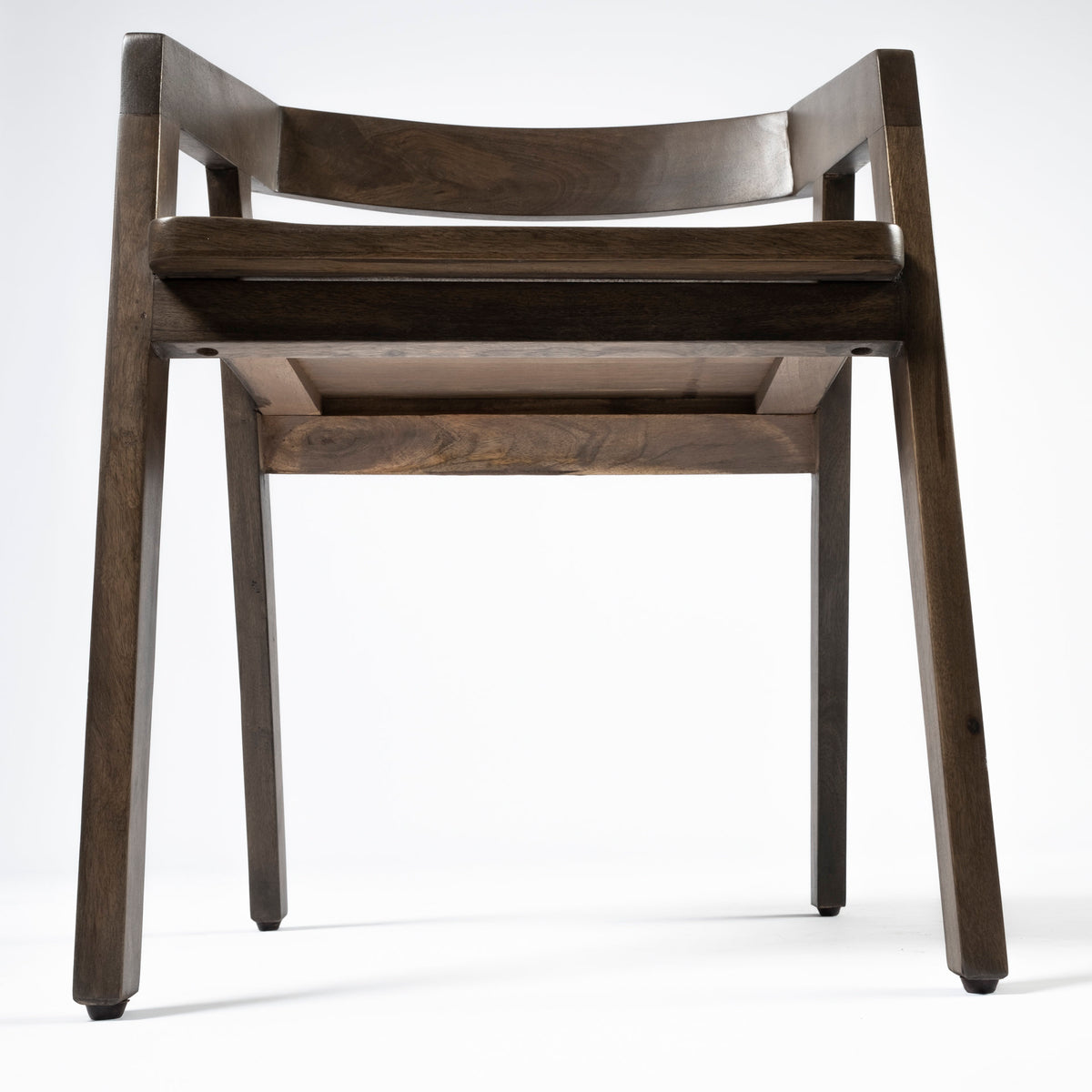 Nicholas Open Back Dining Arm Chair | Onyx Brown Wood-Dining Chairs-DECOROLALA