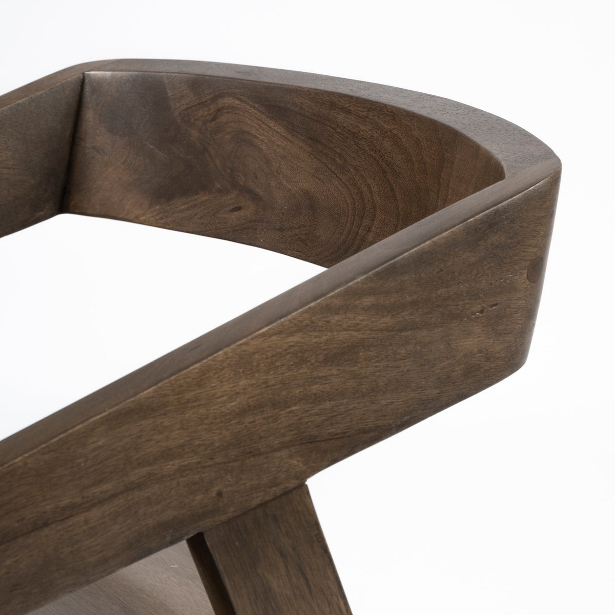 Nicholas Open Back Dining Arm Chair | Onyx Brown Wood-Dining Chairs-DECOROLALA
