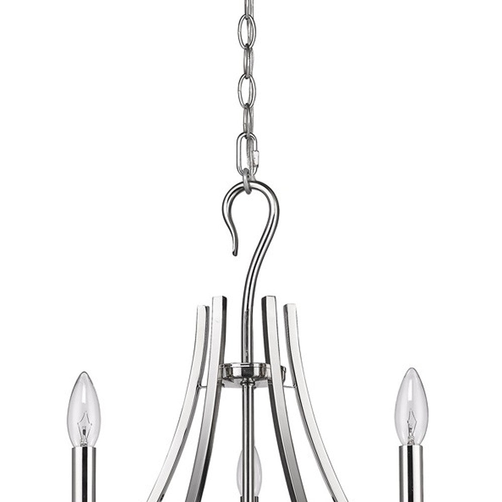 Nickel Candle Style Five Light Metal Dimmable Chandelier-Chandeliers-DECOROLALA