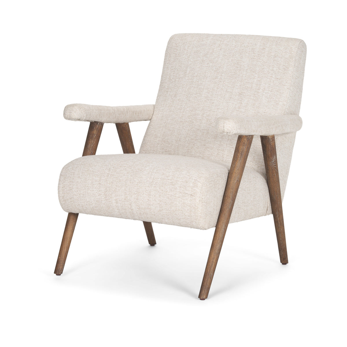 Nico Oatmeal Upholstered w/ Brown Wood Accent Chair-Accent Chairs-DECOROLALA