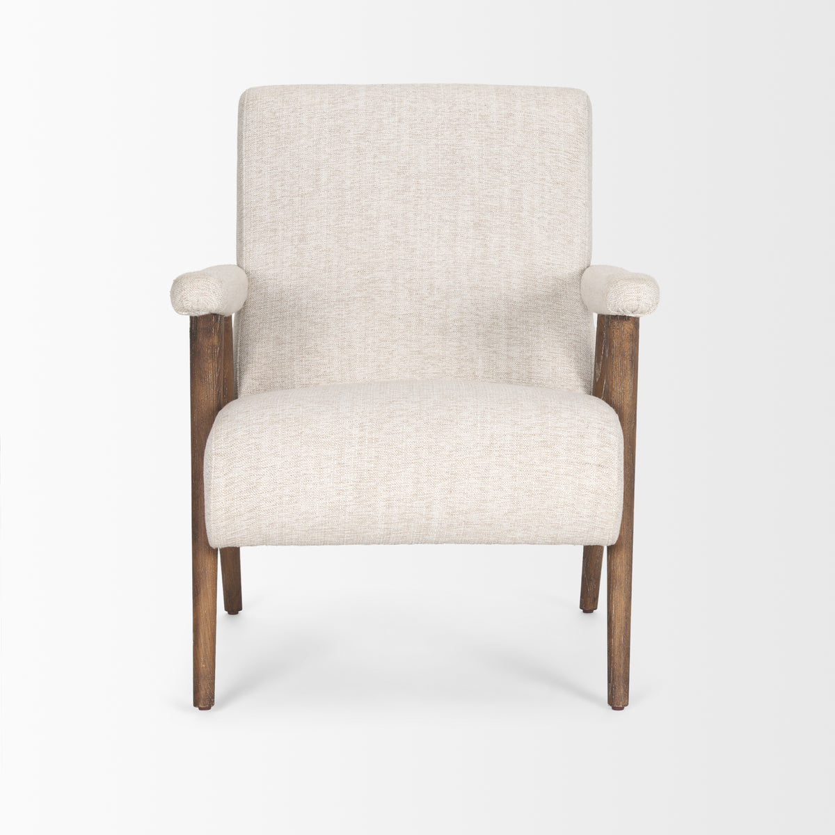 Nico Oatmeal Upholstered w/ Brown Wood Accent Chair-Accent Chairs-DECOROLALA