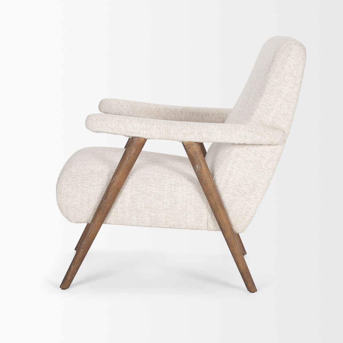 Nico Oatmeal Upholstered w/ Brown Wood Accent Chair-Accent Chairs-DECOROLALA