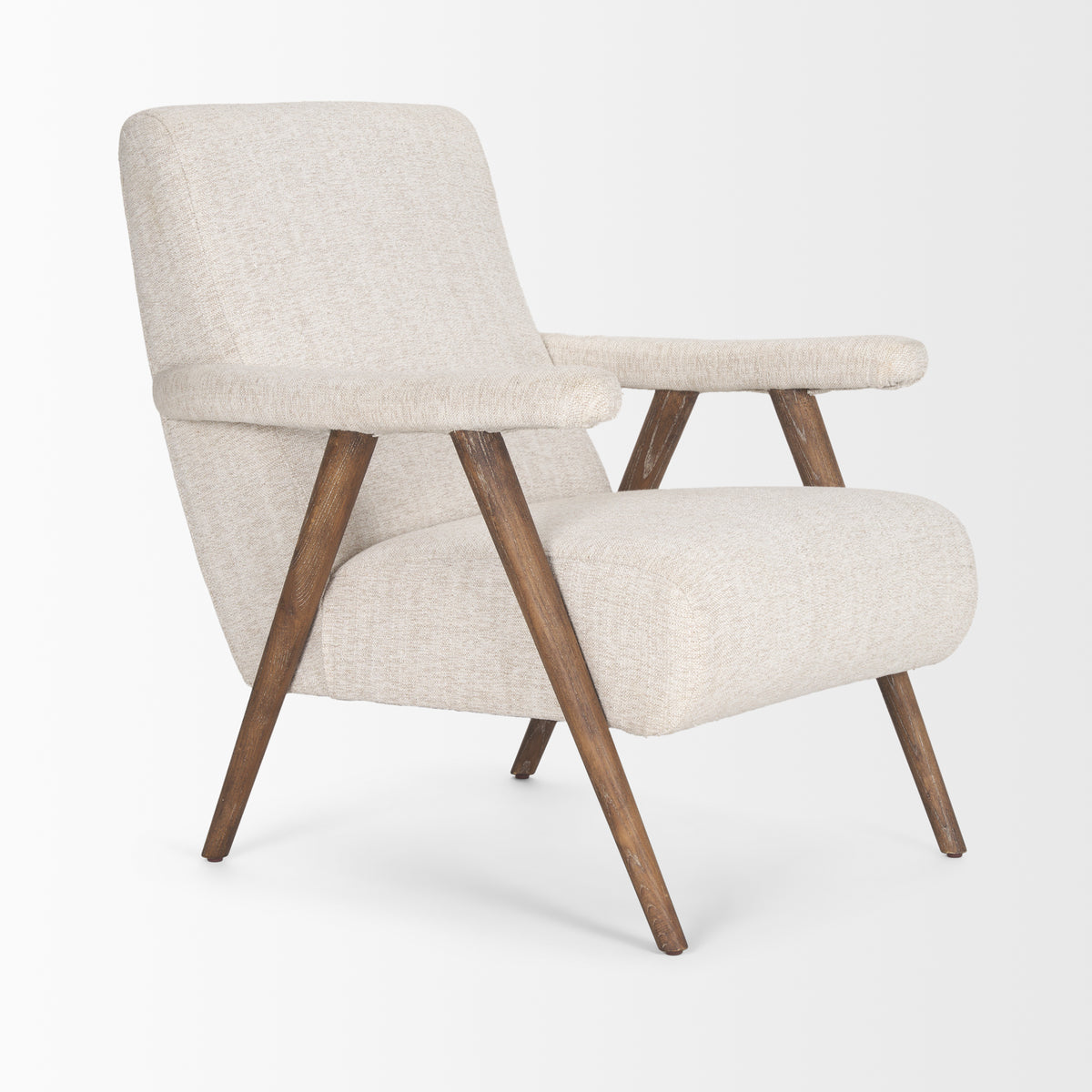 Nico Oatmeal Upholstered w/ Brown Wood Accent Chair-Accent Chairs-DECOROLALA