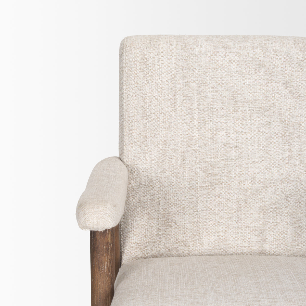 Nico Oatmeal Upholstered w/ Brown Wood Accent Chair-Accent Chairs-DECOROLALA