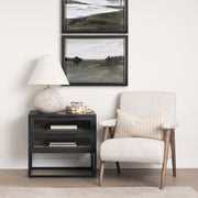 Nico Oatmeal Upholstered w/ Brown Wood Accent Chair-Accent Chairs-DECOROLALA