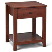 Night Stand End Side Table with Drawer and Storage Shelf-Nightstands-DECOROLALA