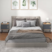 Nightstand Bedside End Table with Door Cabinet for Living Room Bedroom-Gray-Nightstands-DECOROLALA