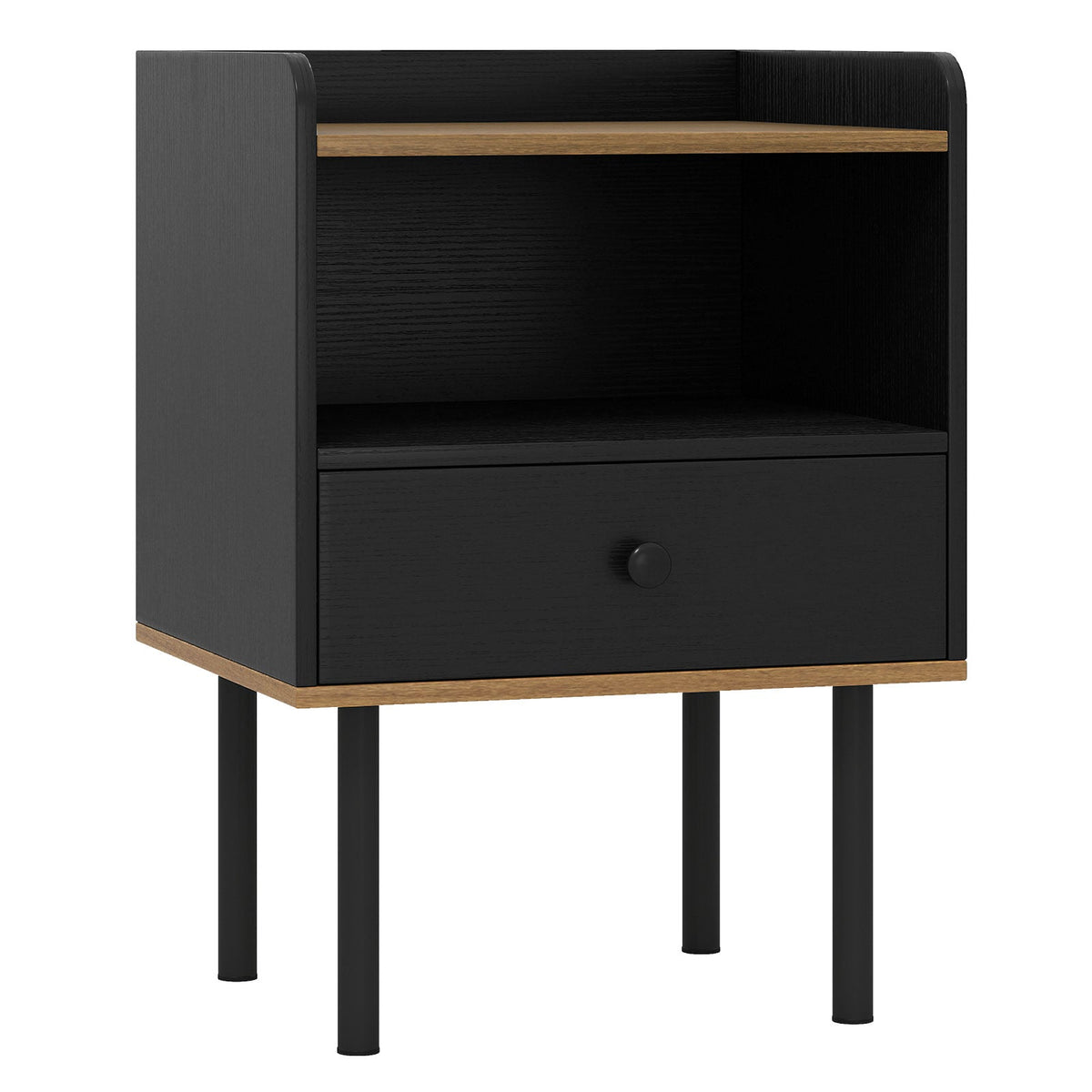 Nightstand Bedside End Table with Drawer and Open Shelf for Living Room Bedroom-1 Piece-Nightstands-DECOROLALA