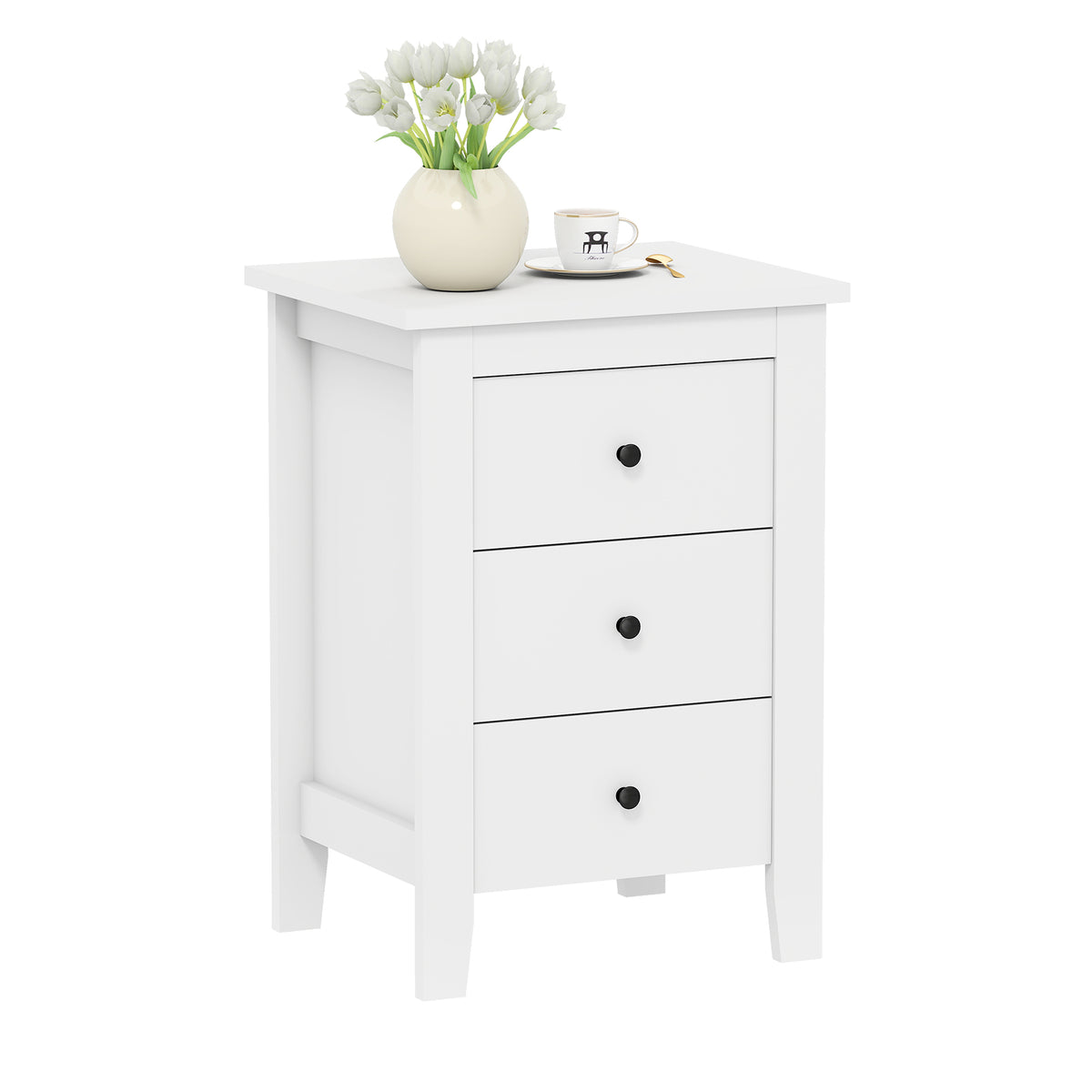 Nightstand End Beside Table Drawers Modern Storage Bedroom Furniture-White-Nightstands-DECOROLALA