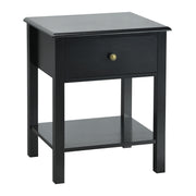 Nightstand End Table with Drawer and Shelf-Black-Nightstands-DECOROLALA