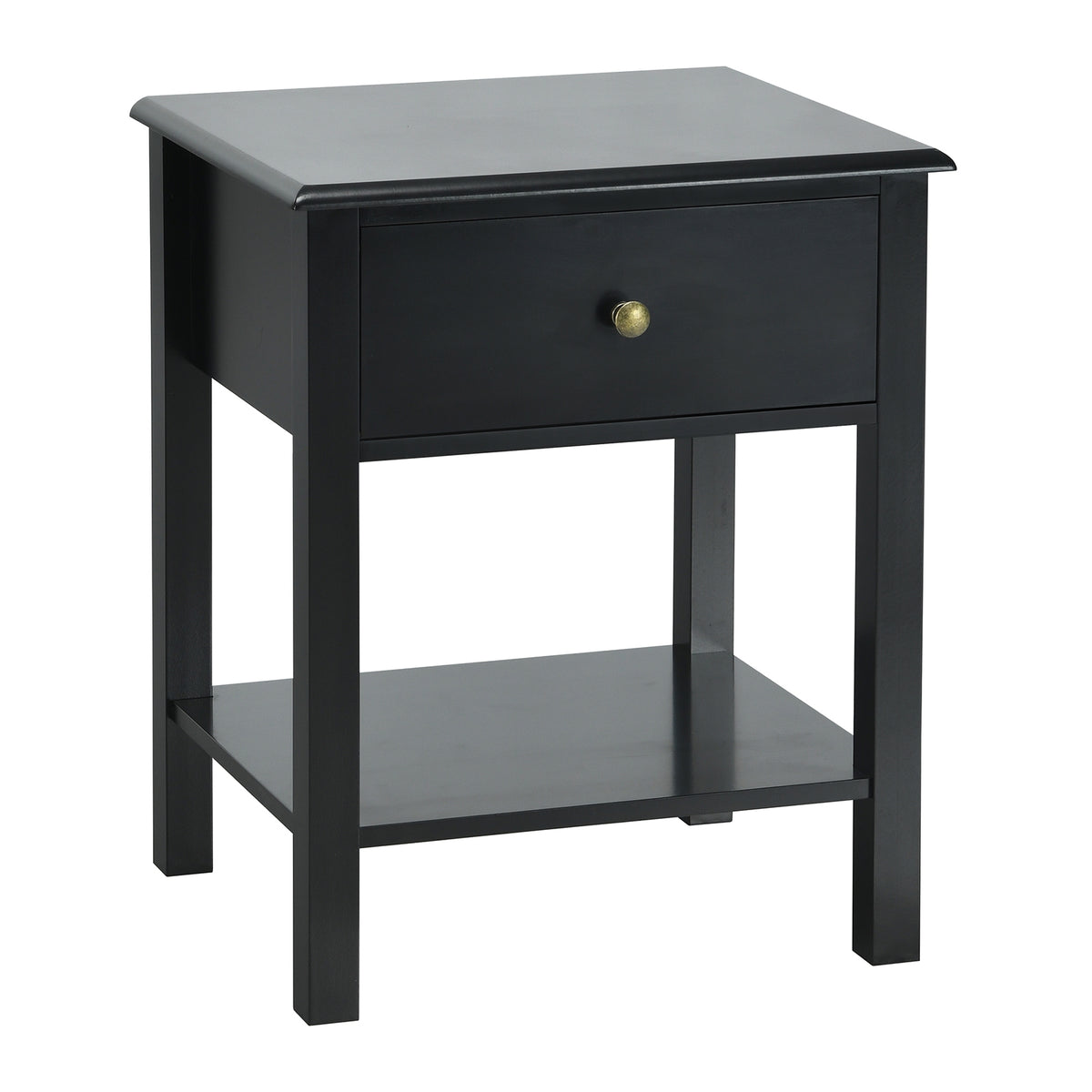 Nightstand End Table with Drawer and Shelf-Black-Nightstands-DECOROLALA