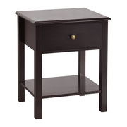 Nightstand End Table with Drawer and Shelf-Brown-Nightstands-DECOROLALA