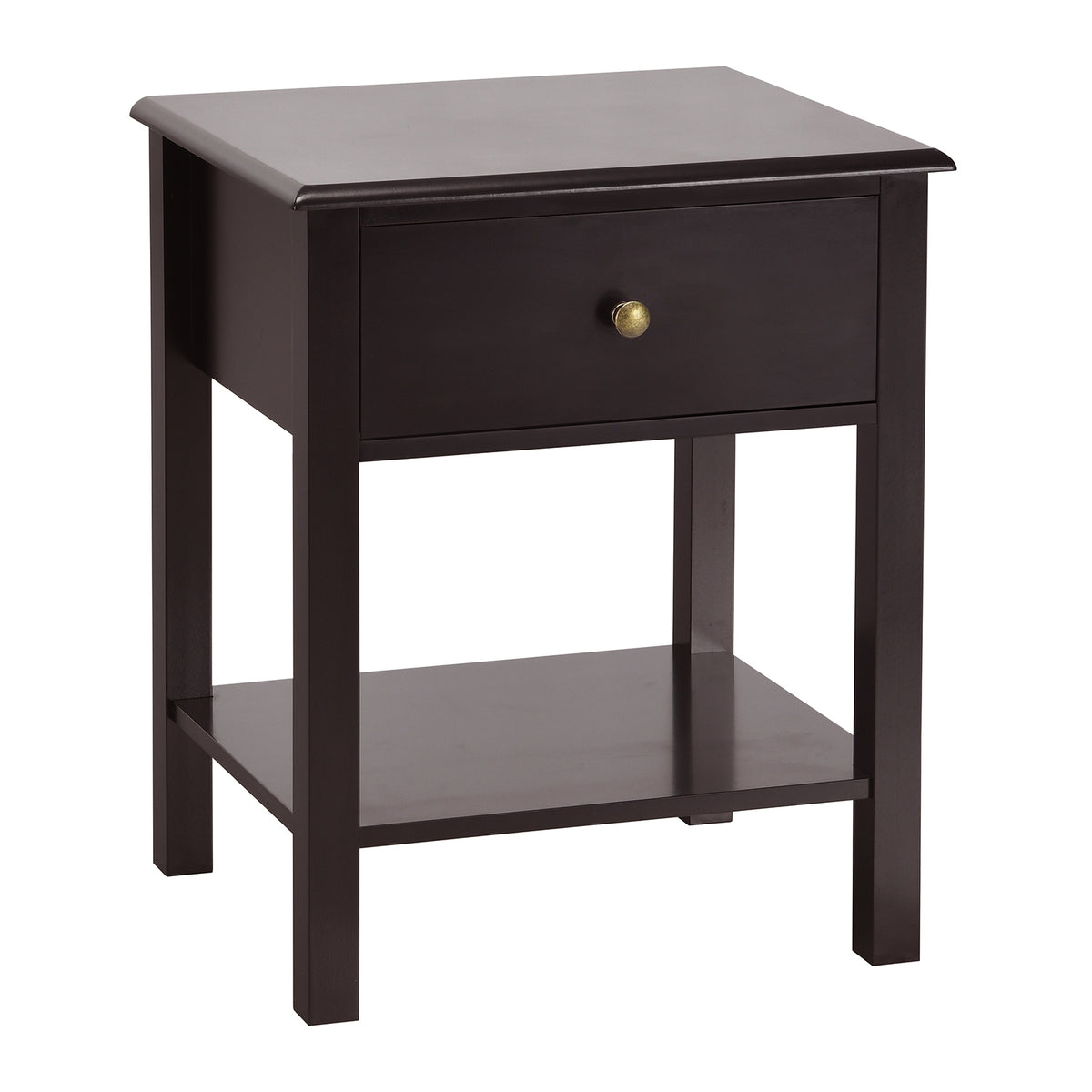 Nightstand End Table with Drawer and Shelf-Brown-Nightstands-DECOROLALA
