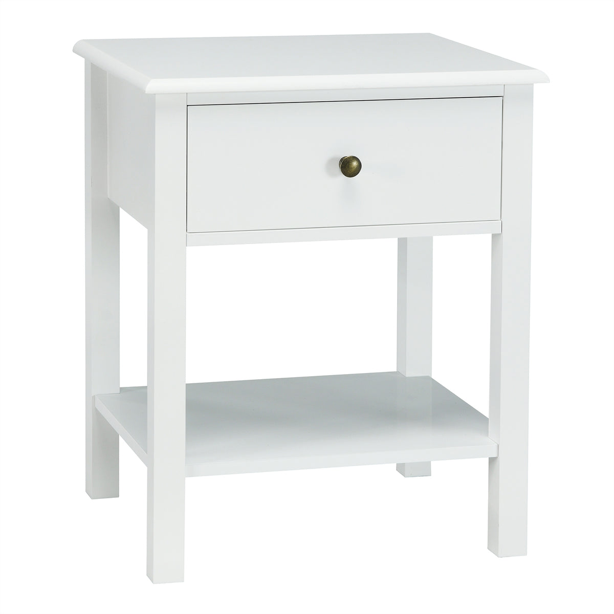 Nightstand End Table with Drawer and Shelf-White-Nightstands-DECOROLALA