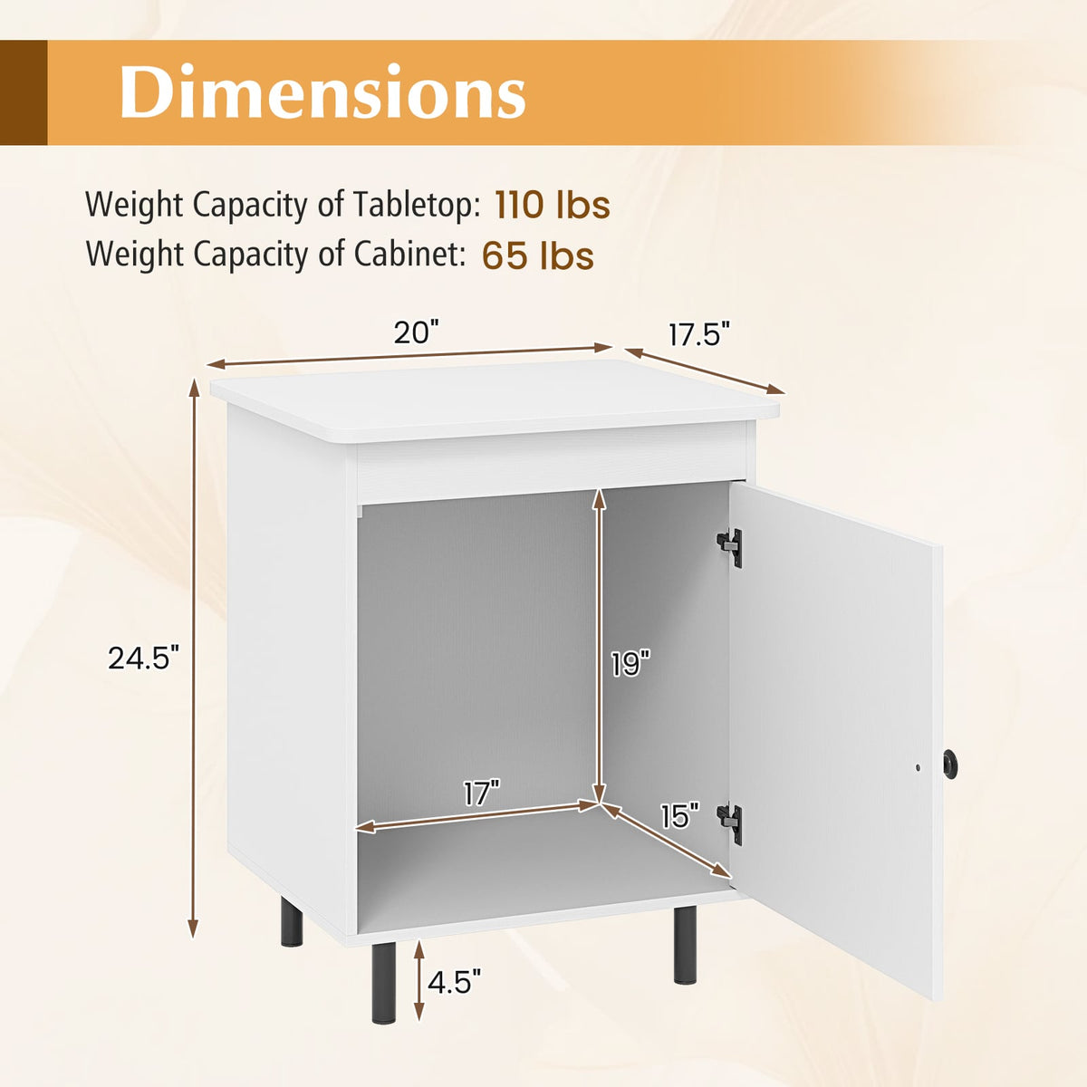 Nightstand Mid Century End Tables with Door-1 Pieces-Nightstands-DECOROLALA