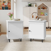 Nightstand Mid Century End Tables with Door-Set of 2-Nightstands-DECOROLALA